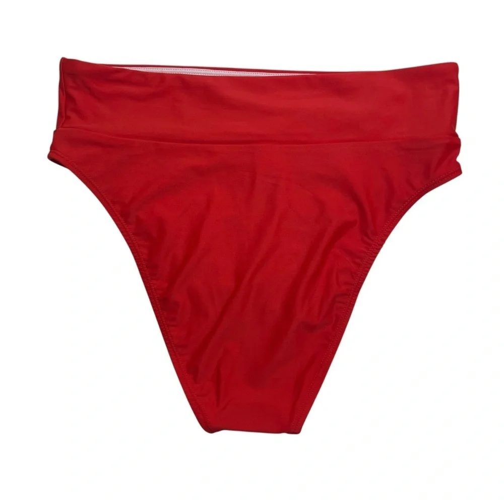 Salt + Cove High-Waist Swim Bottoms Vermillion Red Medium New